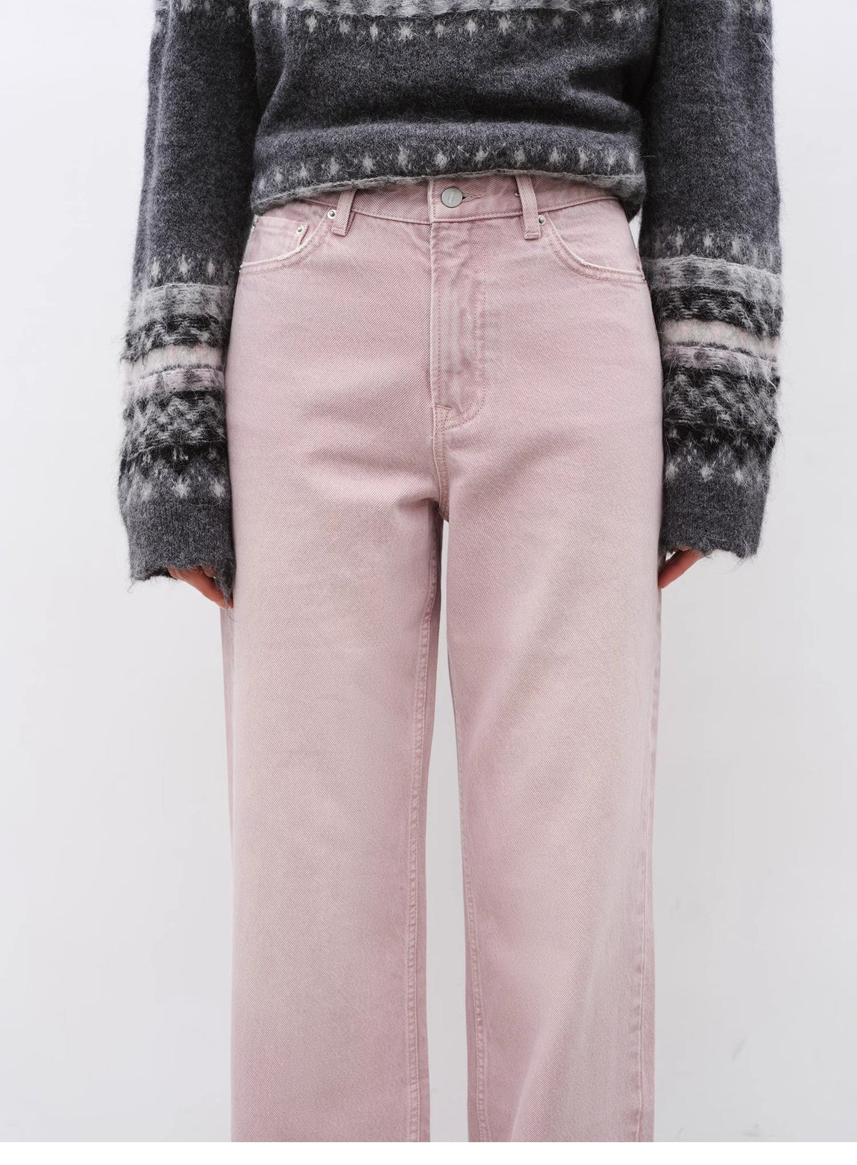 "Active Street" Retro casual fashionable colorful heavy washed slim all-match straight jeans-4