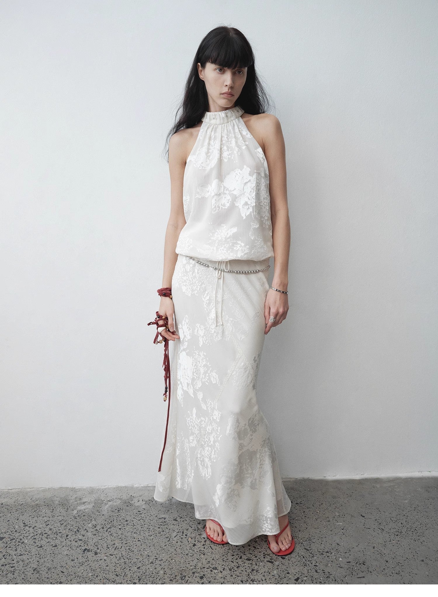 "Light and Shadow" Retro Posey Halter Neck Vest-0