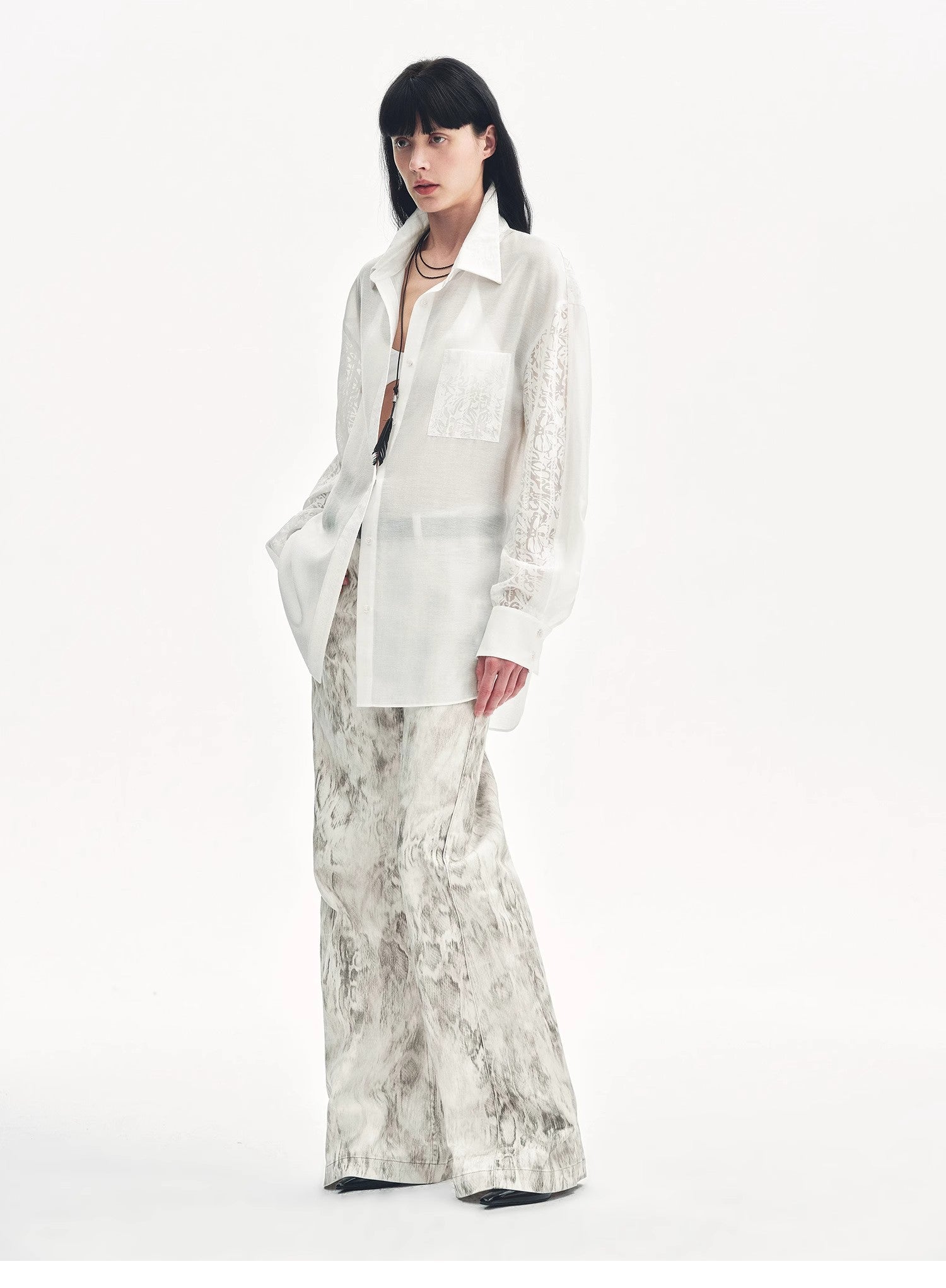 "Phantom" original snake print flared denim trousers-4