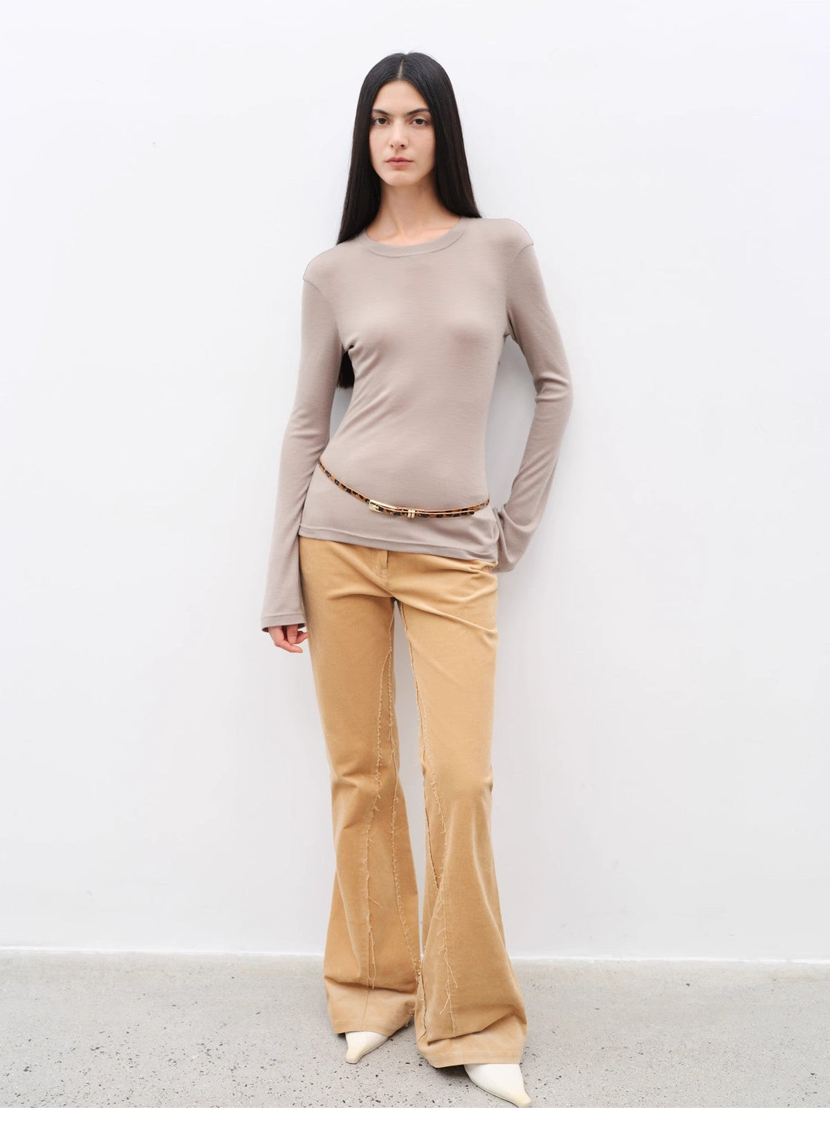 "Road to Extraordinary" Retro modern versatile slim corduroy flared trousers-0
