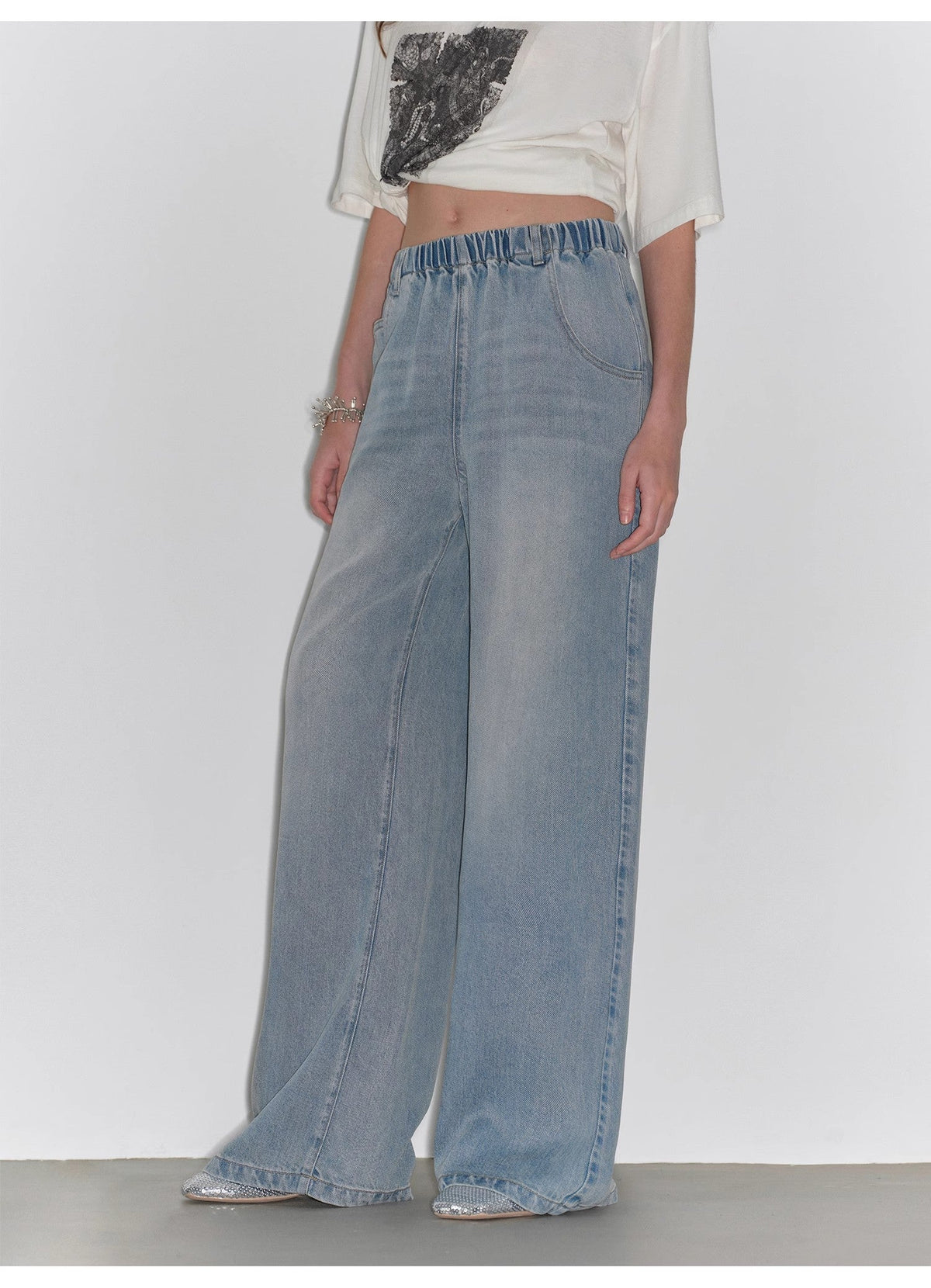 "Dream Street" Cool Lyocell Denim Drape Relaxed Elastic Waist Straight Leg Wide Leg Pants Summer-4