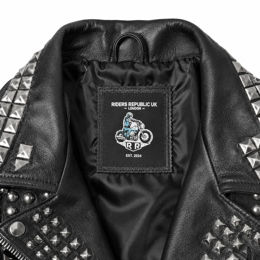 Men’s Studded Leather Vest with Silver Studs & Zipper Pockets-3