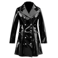 Women’s Vinyl PVC Double-Breasted Military Coat-0