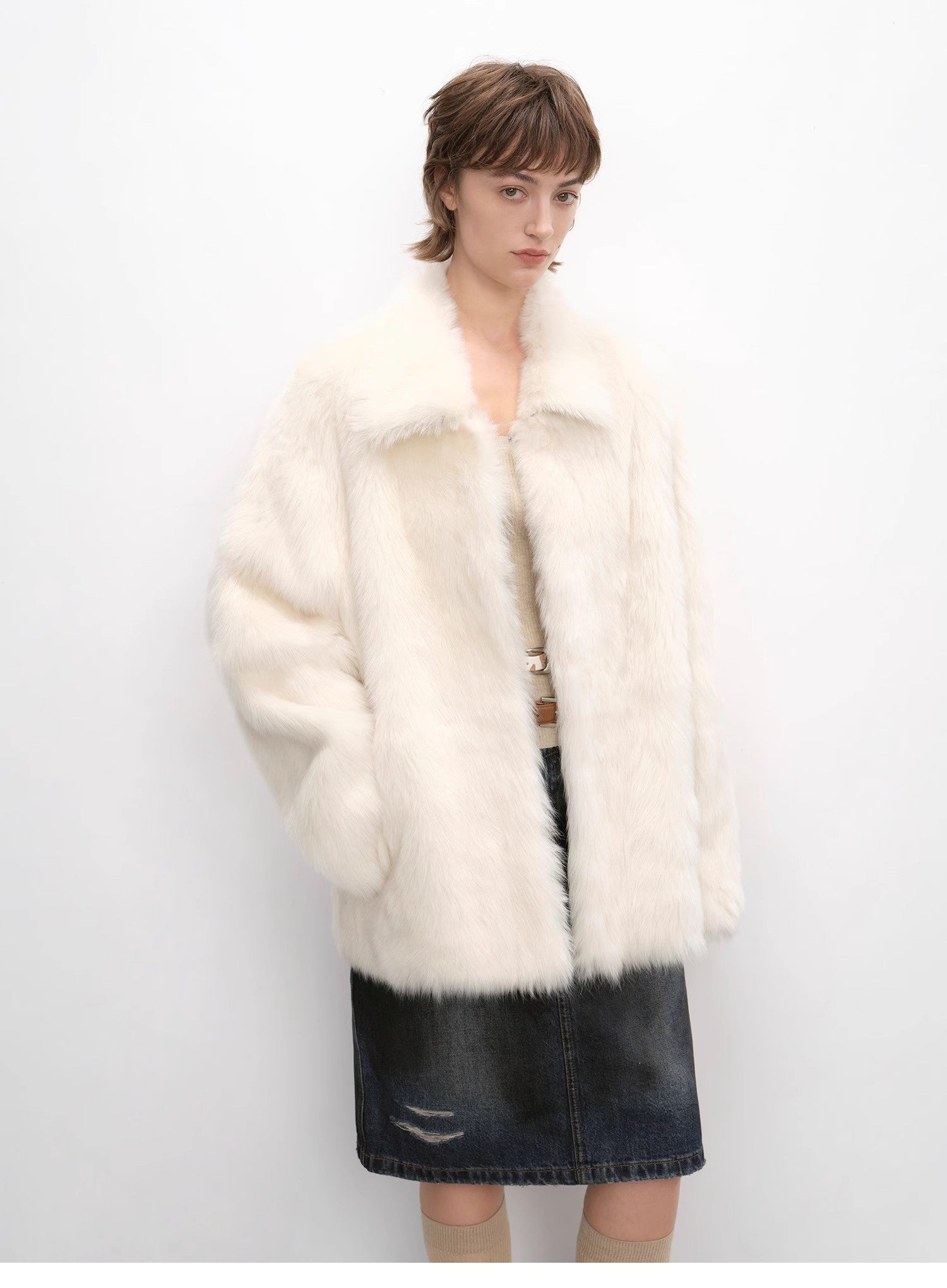 "Autumn Exclusive" Imported Tuscan sheepskin short lapel fur coat-4