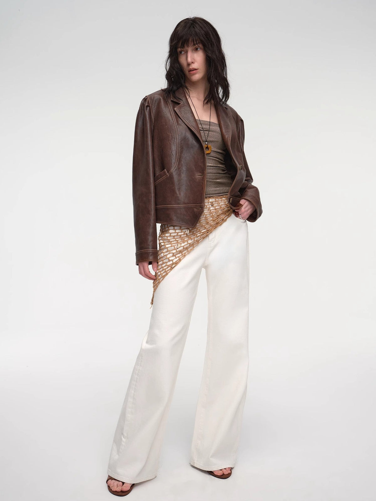 "Vintage Old Stories" New Zealand imported waxed sheepskin distressed short leather jacket-0
