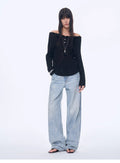 "Fashion Law" Casual One-shoulder Raglan Sleeve T-shirt Top-5