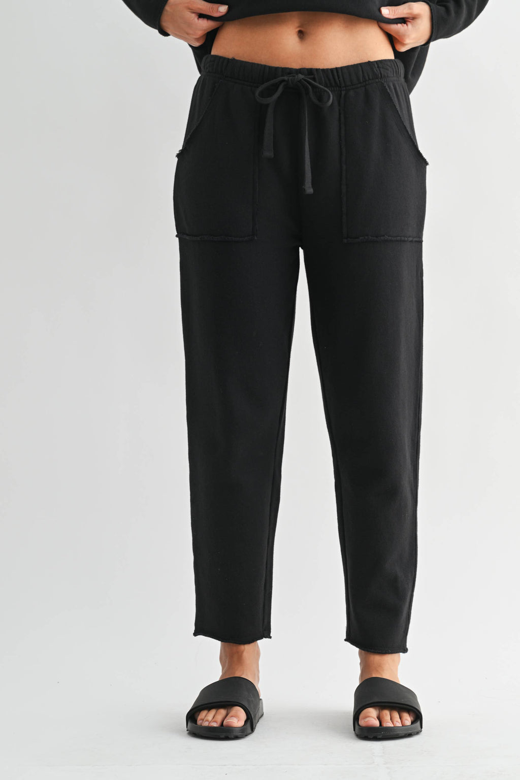 Coastal Luxe Cotton Relaxed Fit Lounge Trousers – Black-0