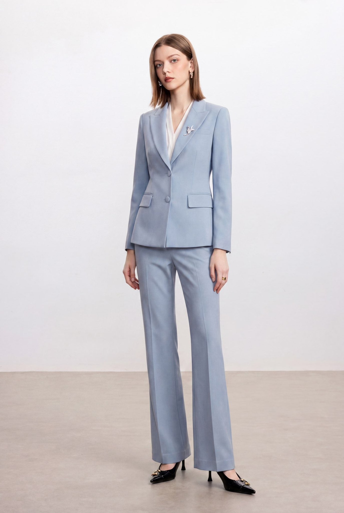The Serene Skyline Modern Power Suit-2