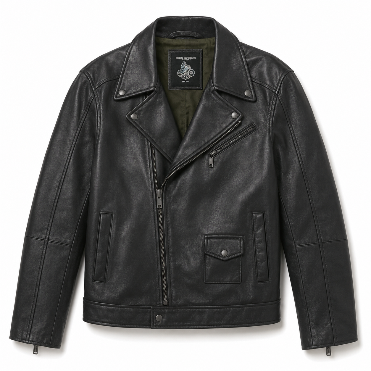 Men’s Classic Carve Leather Biker Jacket-0