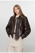 South City Old Lane Vintage Brown Aviator Leather Jacket-1