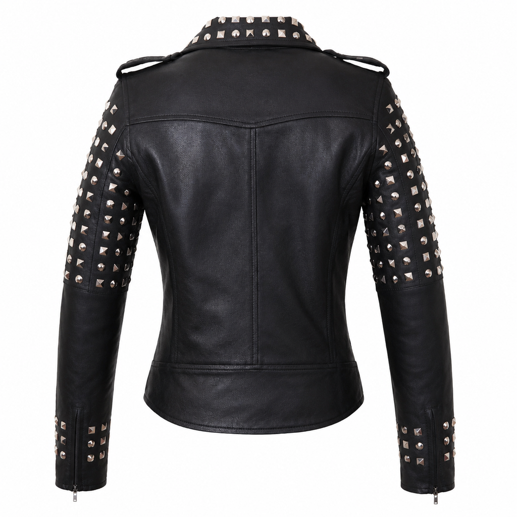 Women’s Studded Leather Jacket-1