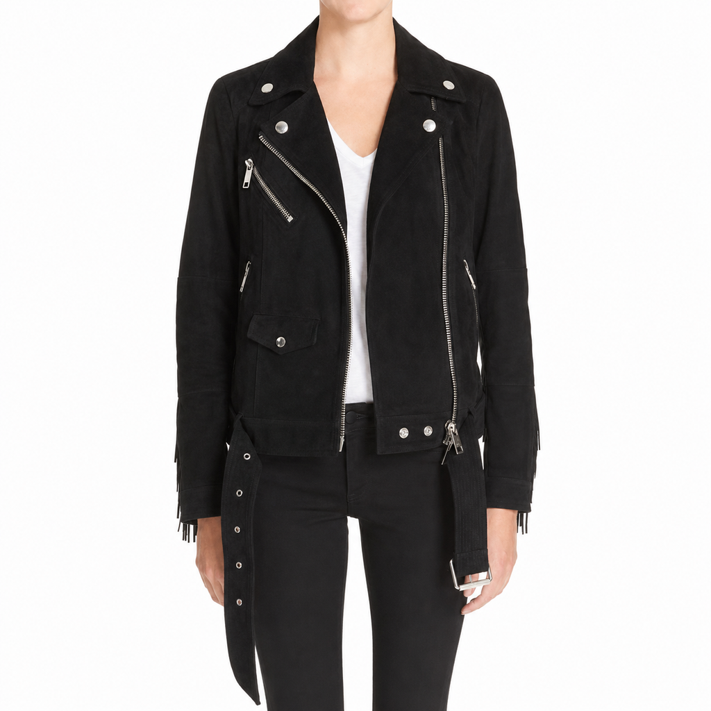 Women’s Nubuck Leather Biker Jacket-0