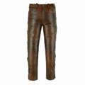 Men’s Brown Leather Pants with Side Laces-0