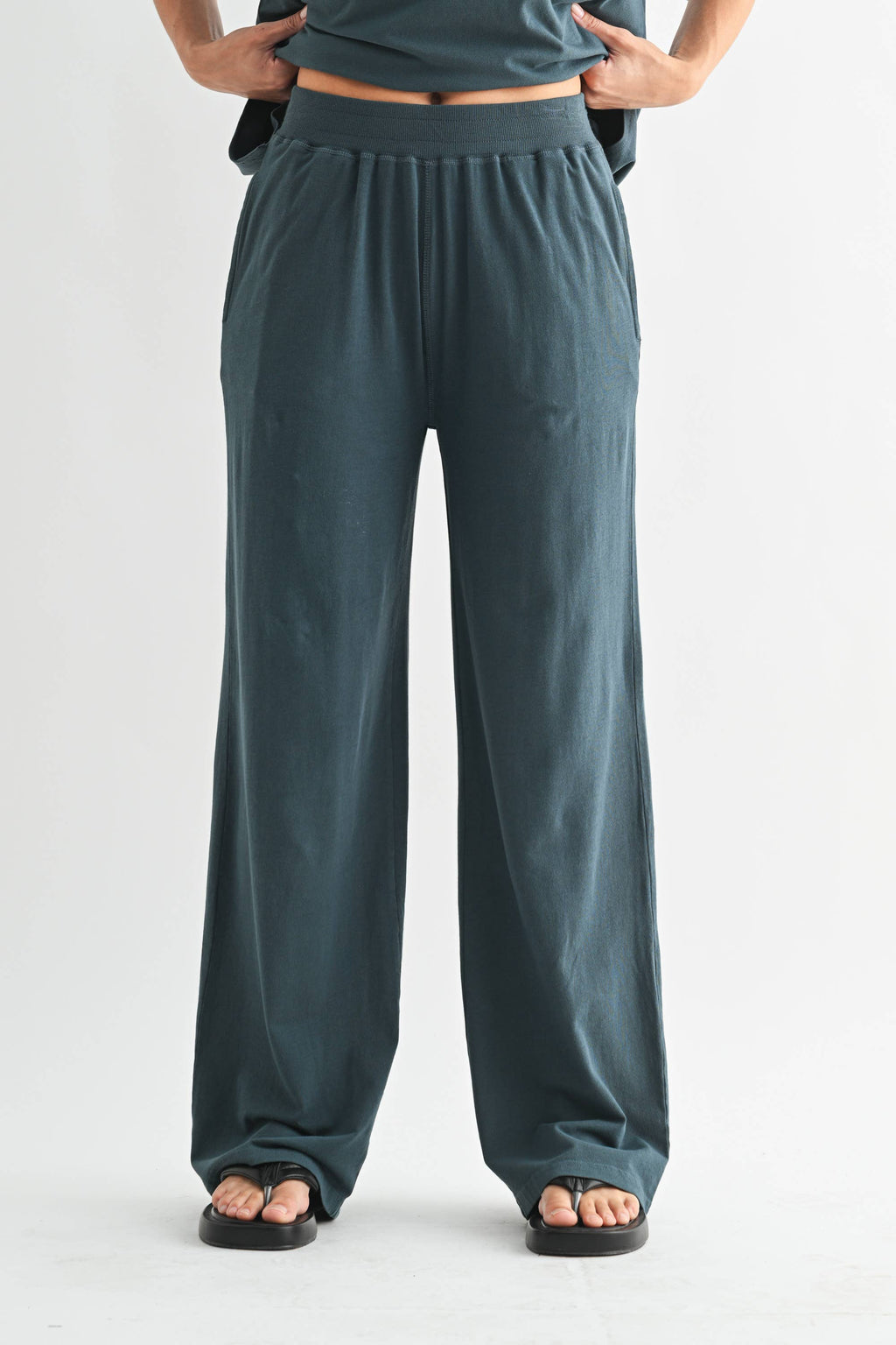 Coastal Drift Pima Cotton Pant Set in Slate Teal — oversized for ultimate comfort-0