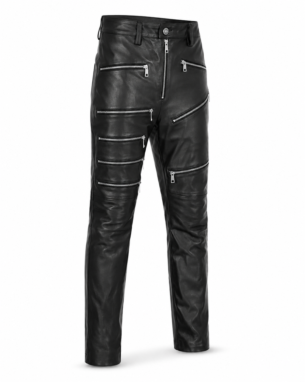 Real Leather Sheepskin Pants Black-2