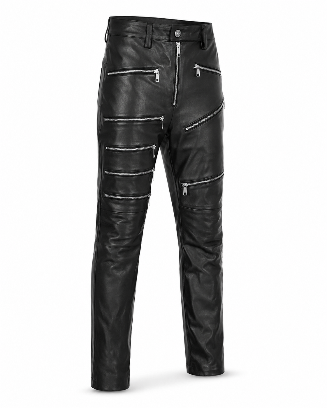 Real Leather Sheepskin Pants Black-2