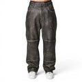 Men’s Two Tone Baggy Leather Pants-0