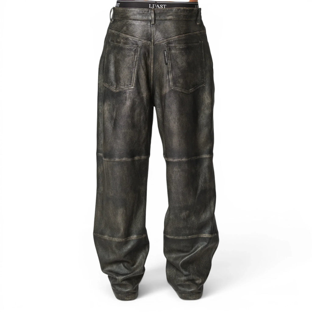 Men’s Two Tone Baggy Leather Pants-1