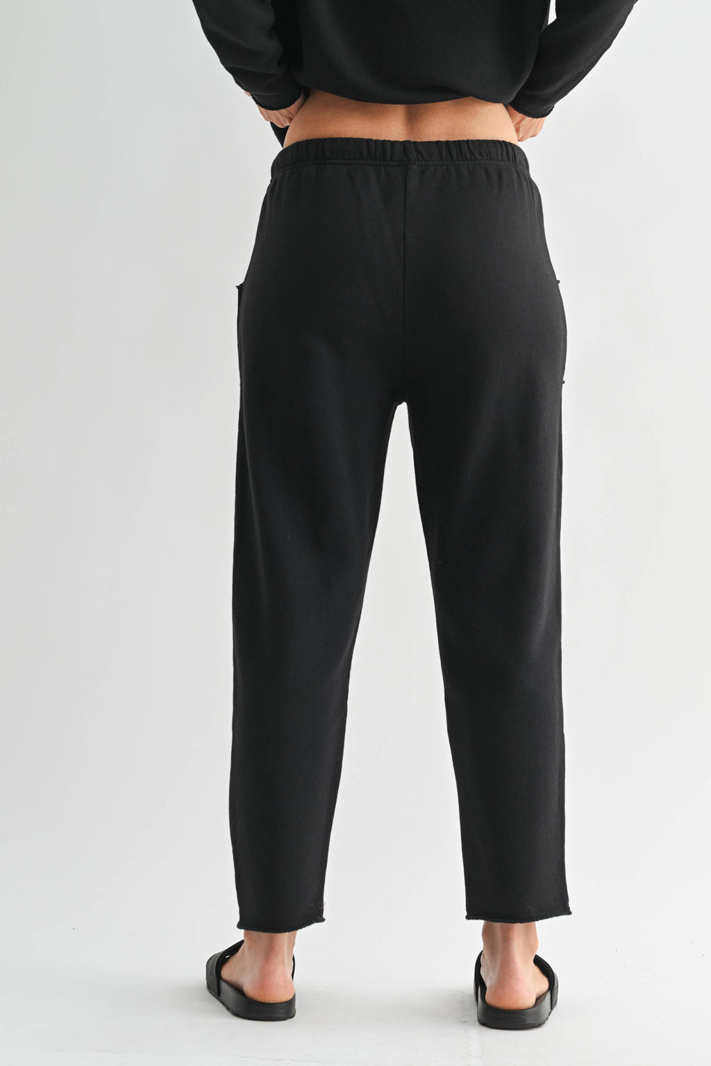 Coastal Luxe Cotton Relaxed Fit Lounge Trousers – Black-1