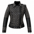 Women’s Studded Leather Jacket-0