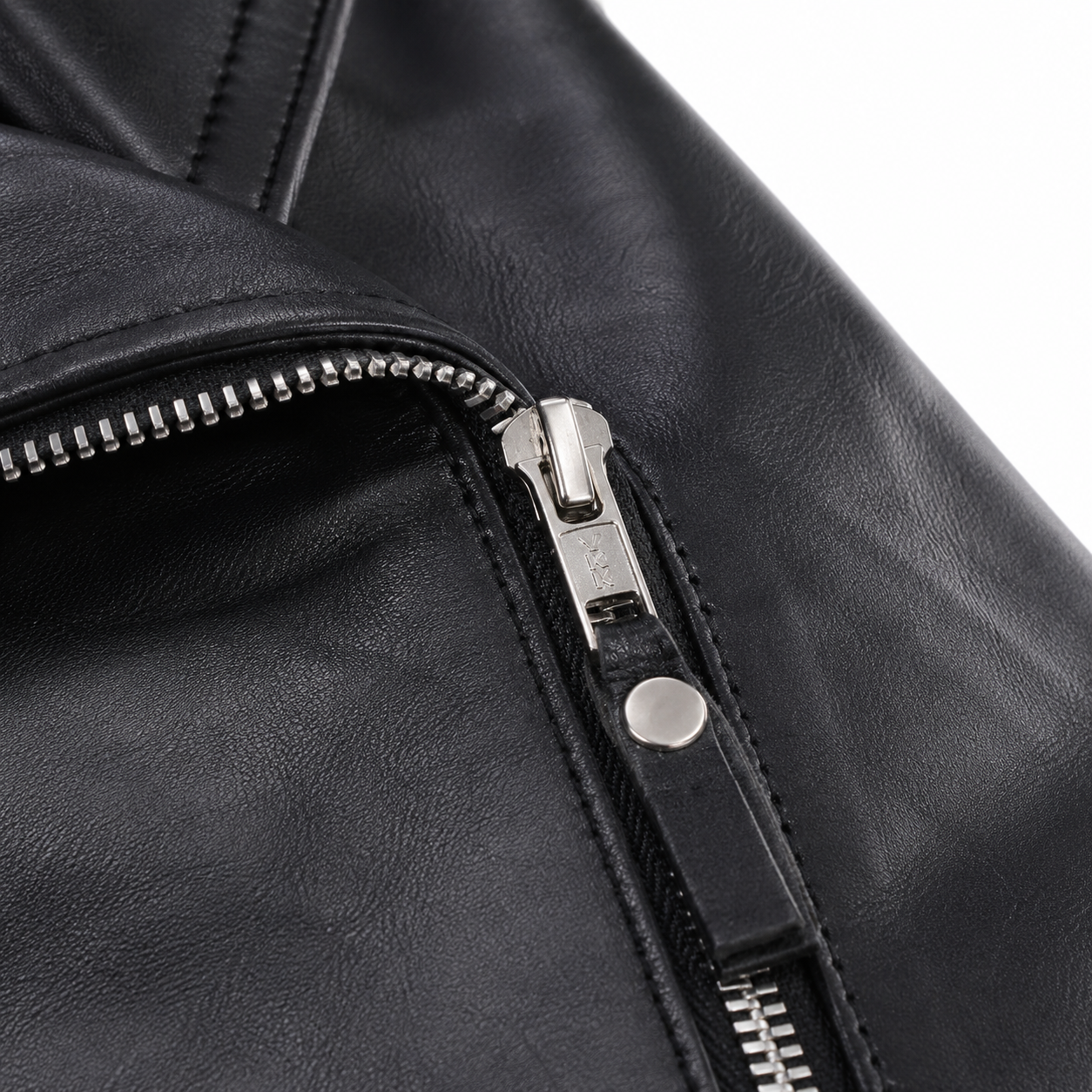 Women’s Black Zipper Biker Jacket with Lip Collar Leather-3