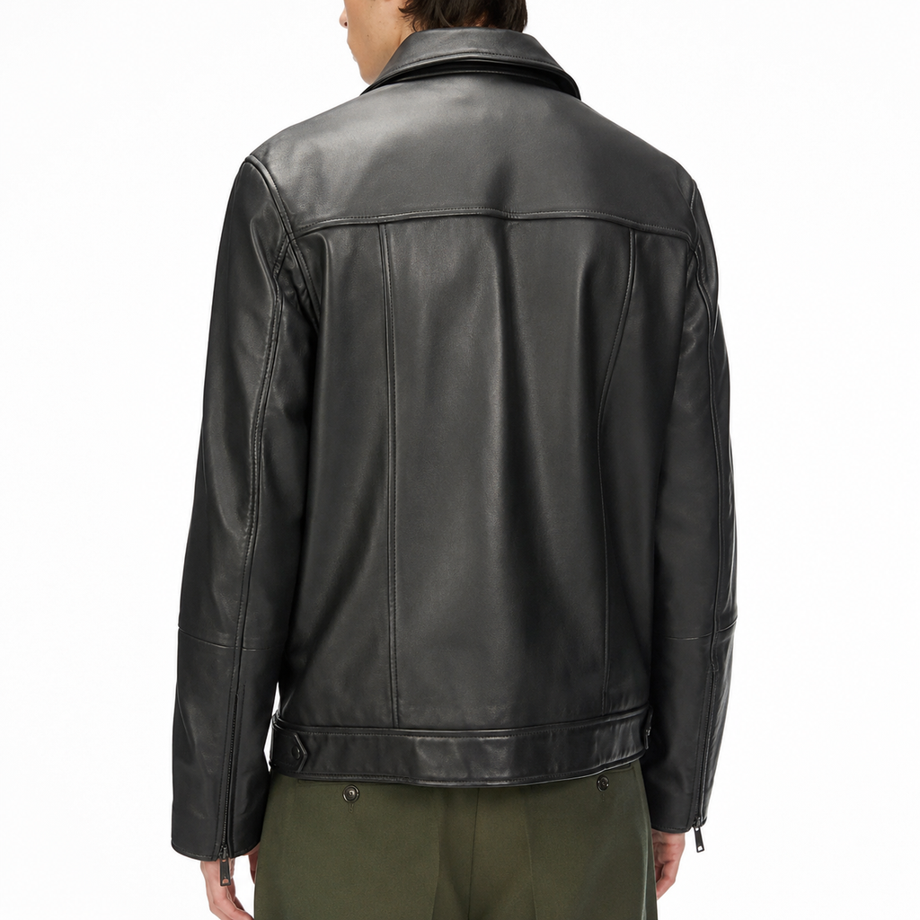 Men’s Classic Carve Leather Biker Jacket-3