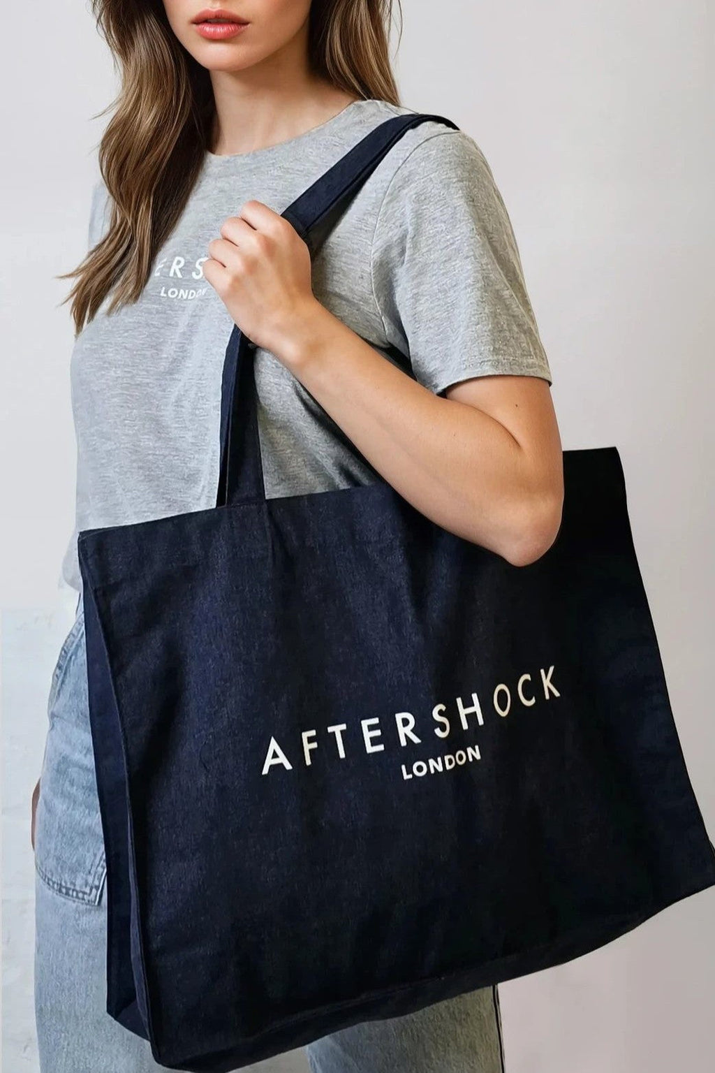 Navy Logo Canvas Tote Bag-1