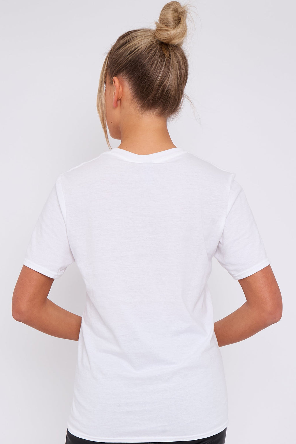 White Logo Short Sleeve Round Neck T-Shirt-4