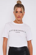 White Logo Short Sleeve Round Neck T-Shirt-0