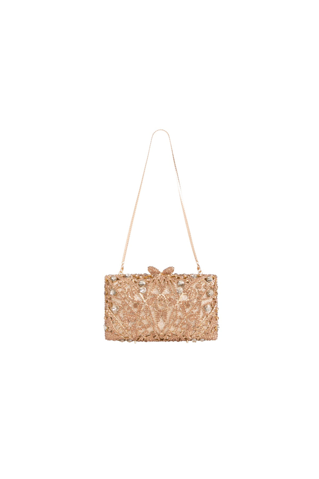 Gold Crystal Embellished Clutch Bag-1