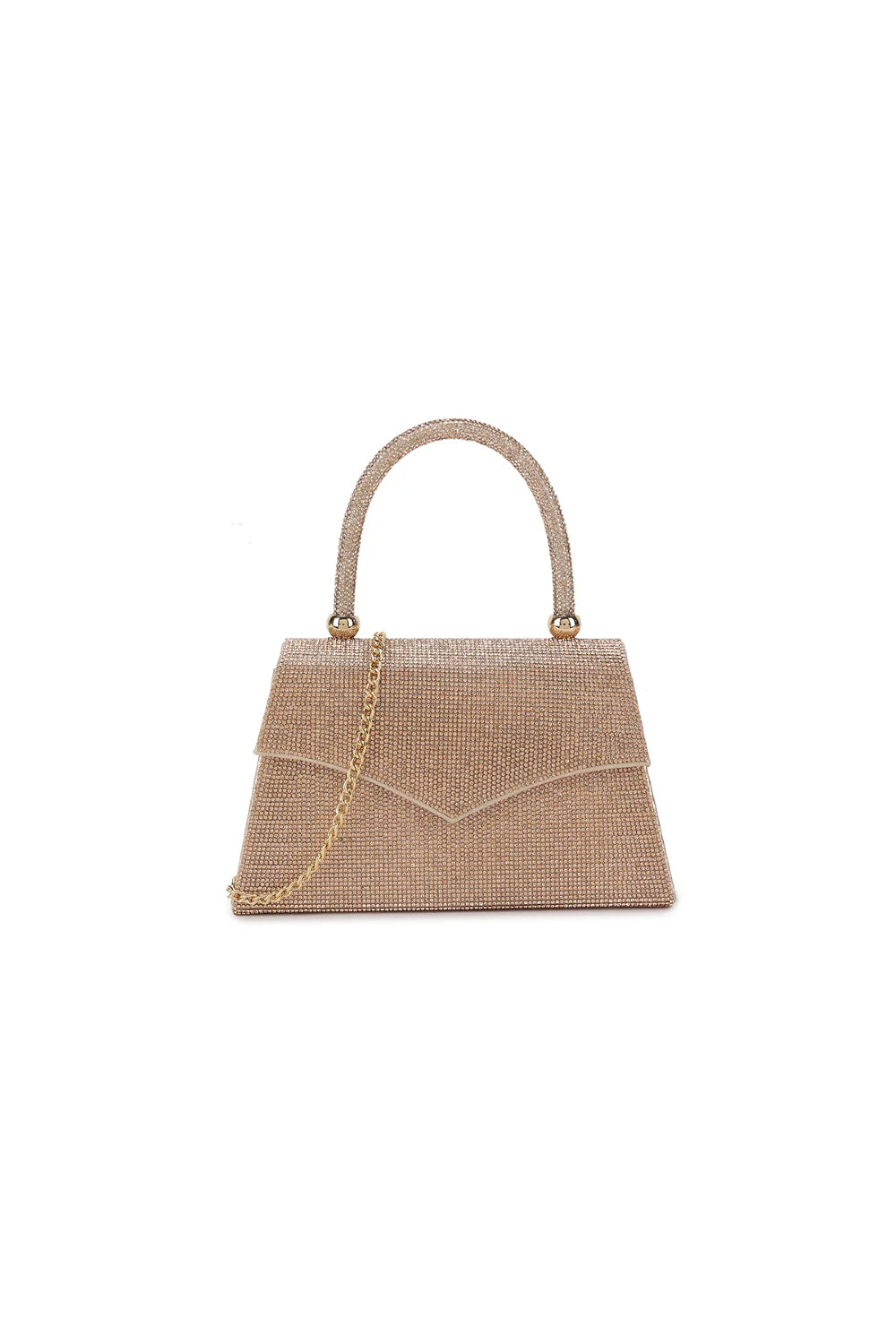 Rose Gold Diamante Top Handle Bag-0