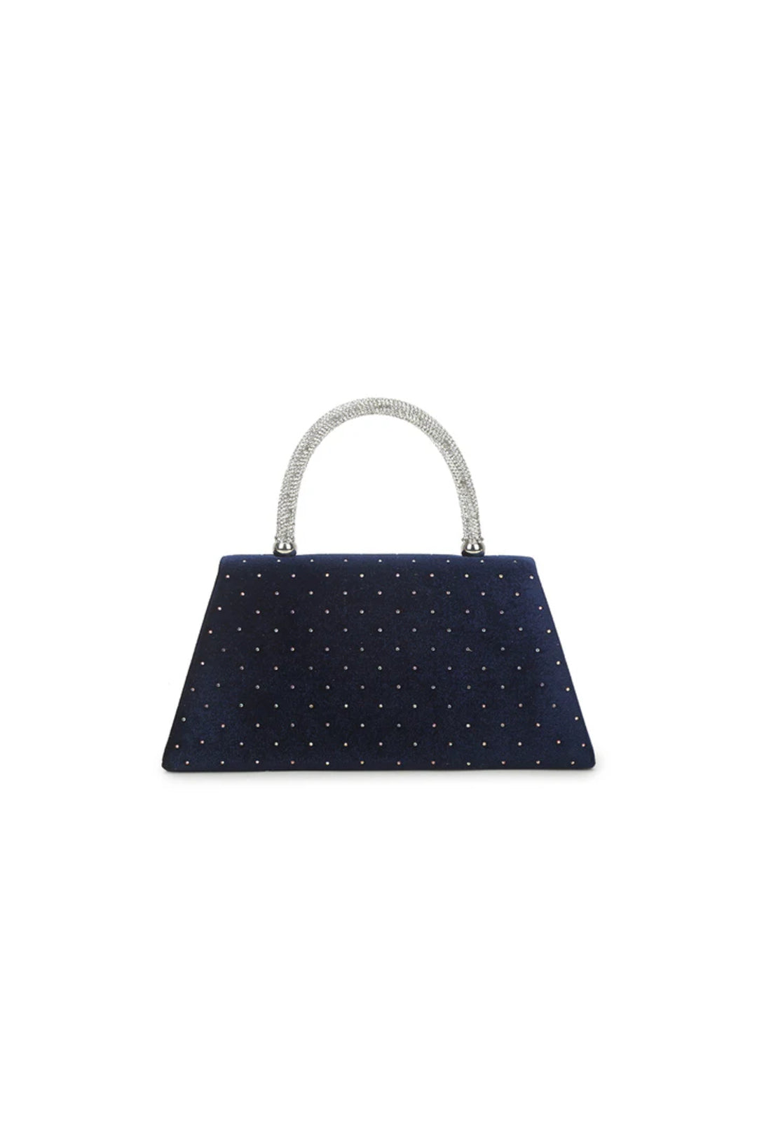 Navy Embellished Velvet Small Top Handle Evening Bag-2
