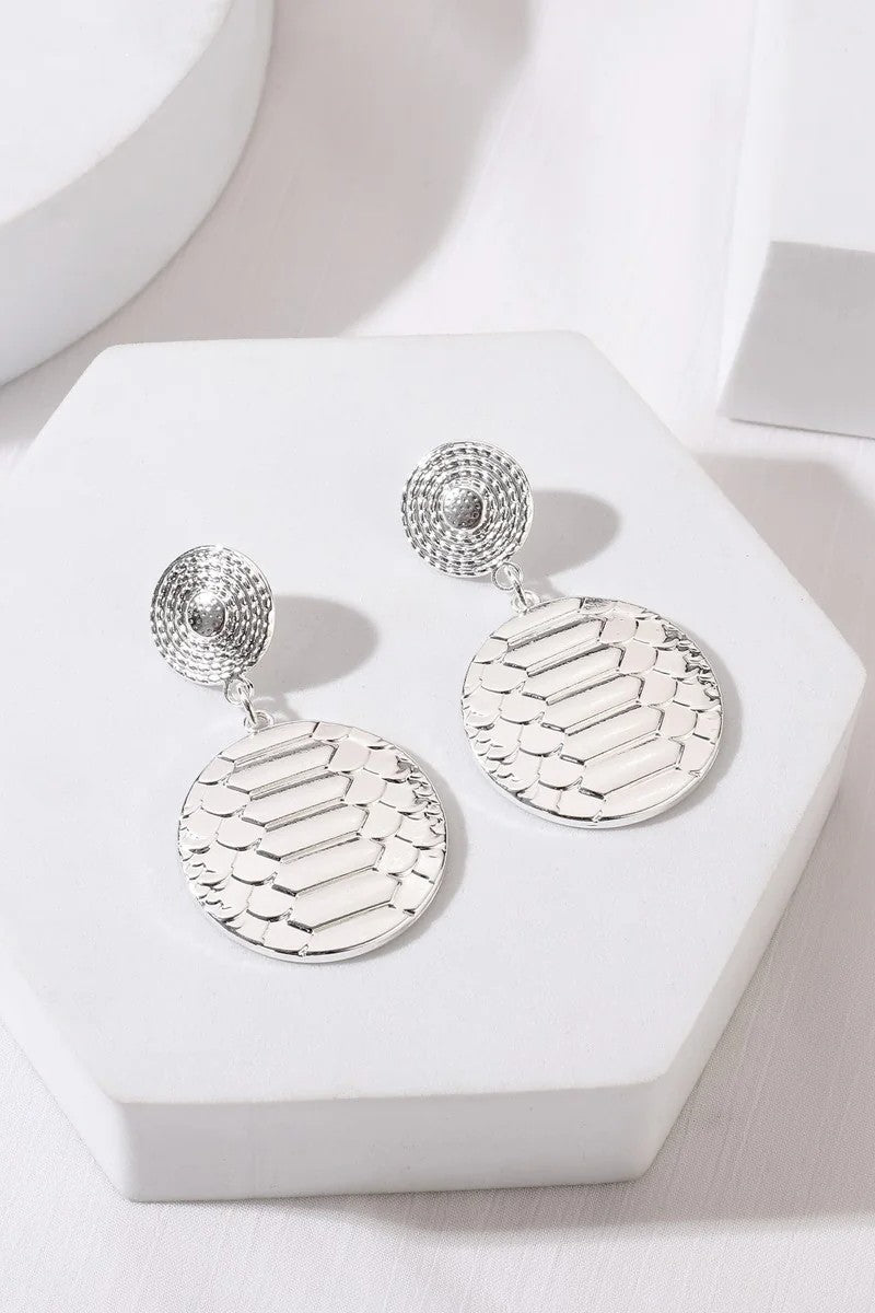 Silver Tone Snake Print Earrings-1