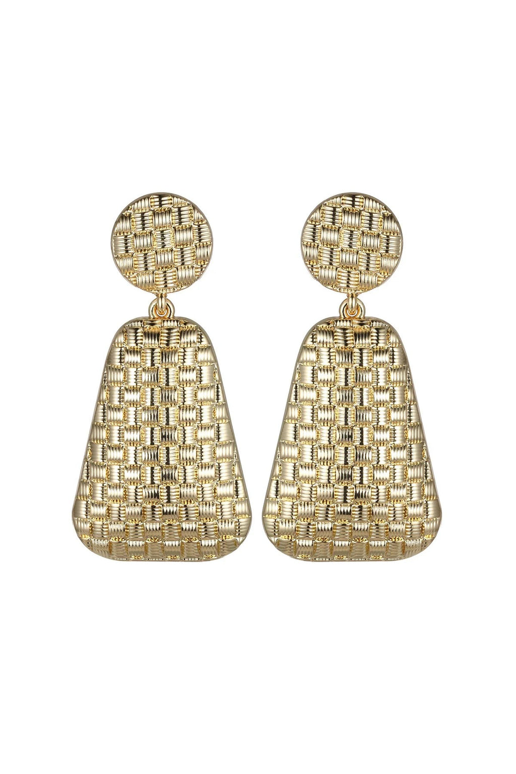 Gold Tone Textured Statement Earrings-0
