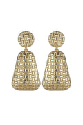 Gold Tone Textured Statement Earrings-0
