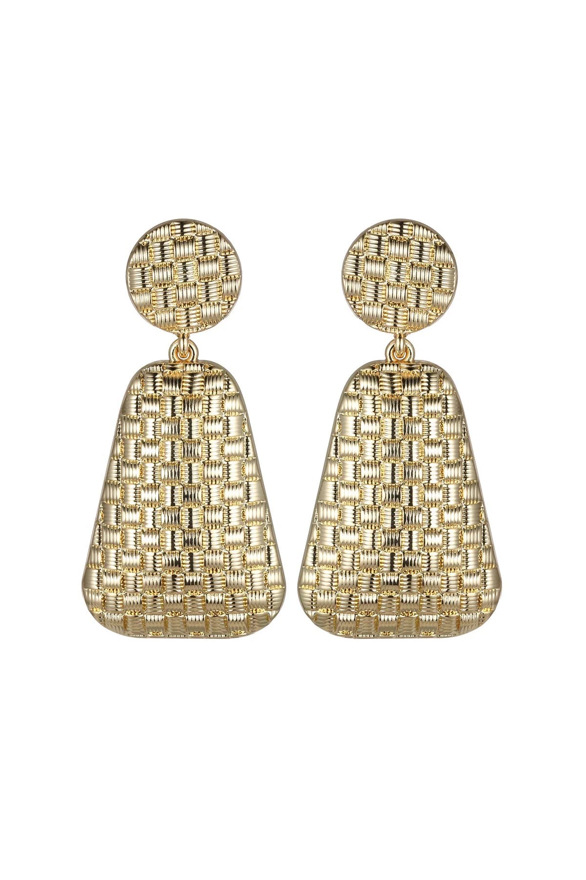 Gold Tone Textured Statement Earrings-0