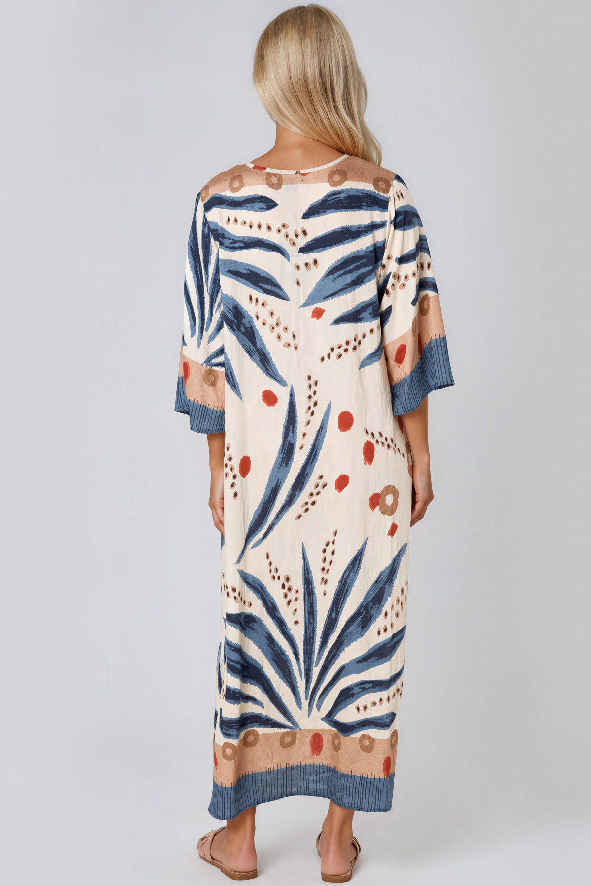 Blue Crochet Detail Beach Kaftan-2