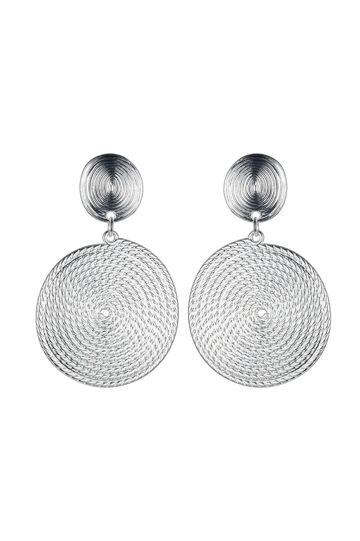 Silver Rope Circle Earrings-0