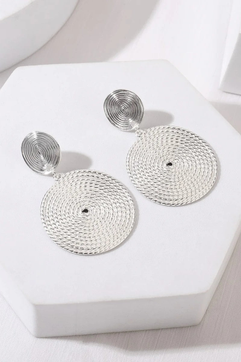 Silver Rope Circle Earrings-1