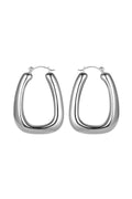 Silver Tone Diagonal Hoop Earrings-0