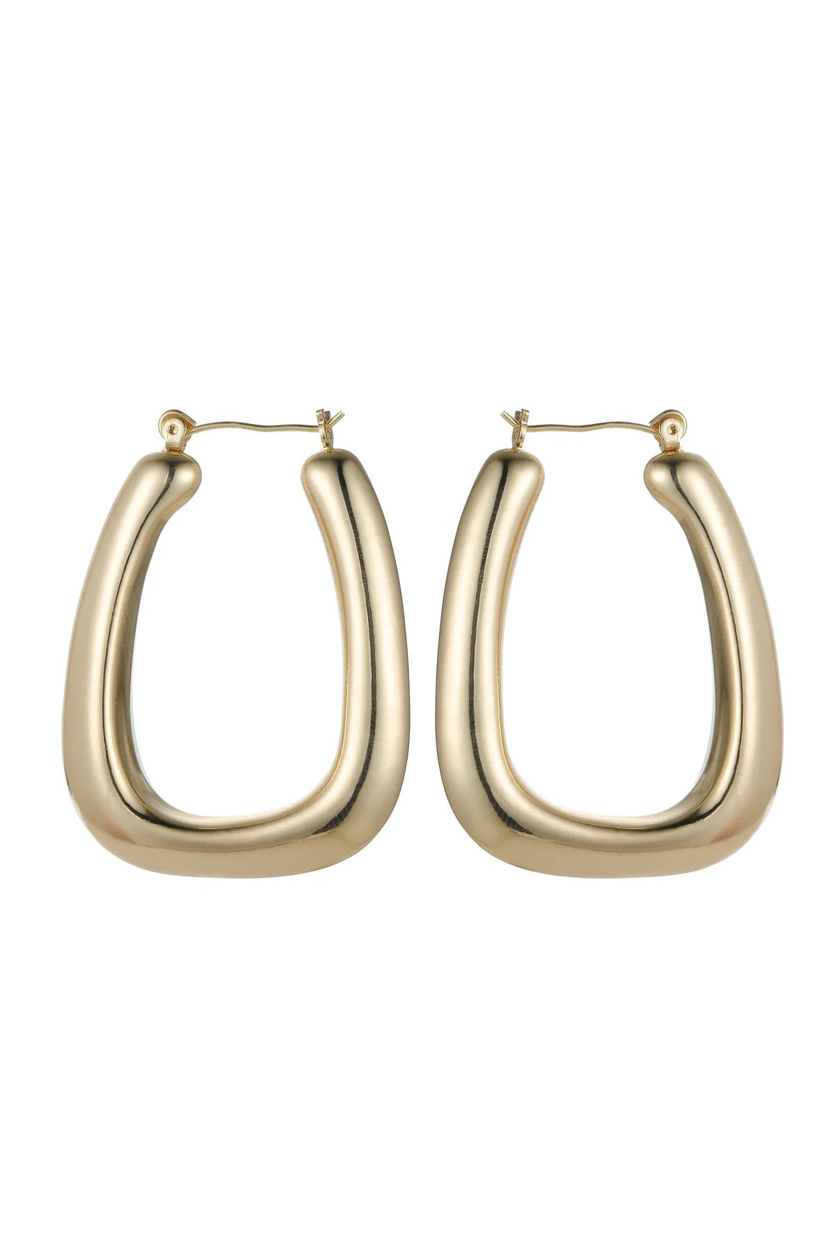 Gold Tone Diagonal Hoop Earrings-0
