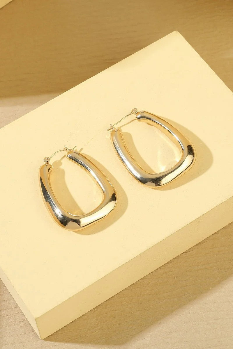 Gold Tone Diagonal Hoop Earrings-1