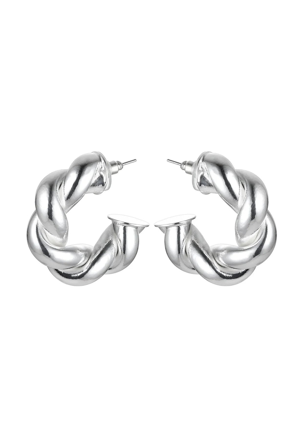 Silver Tone Twisted Earrings-0