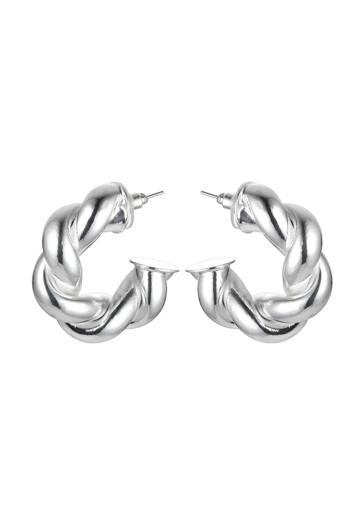 Silver Tone Twisted Earrings-0