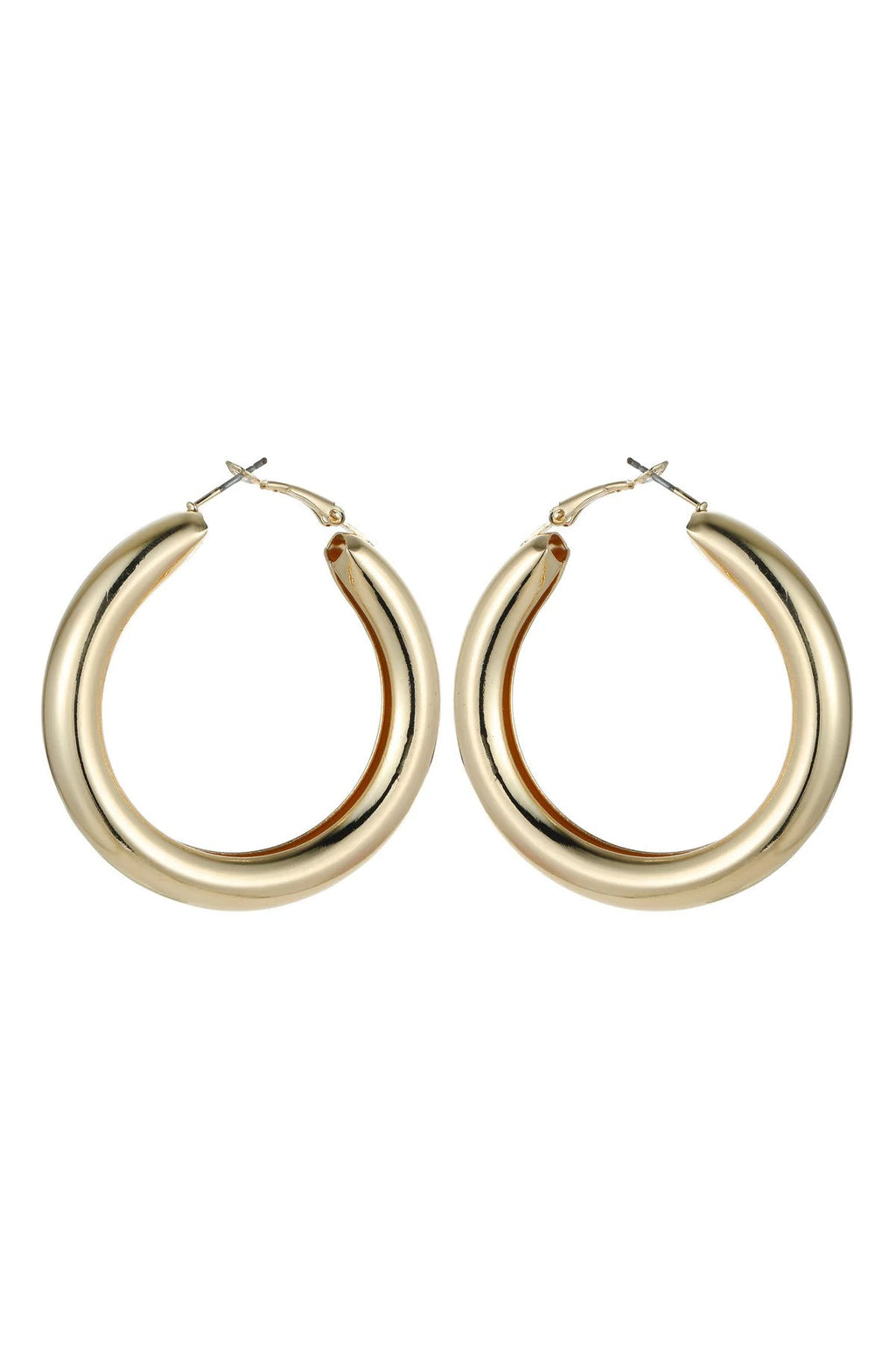 Gold Tone Chunky Hoop Earrings-0