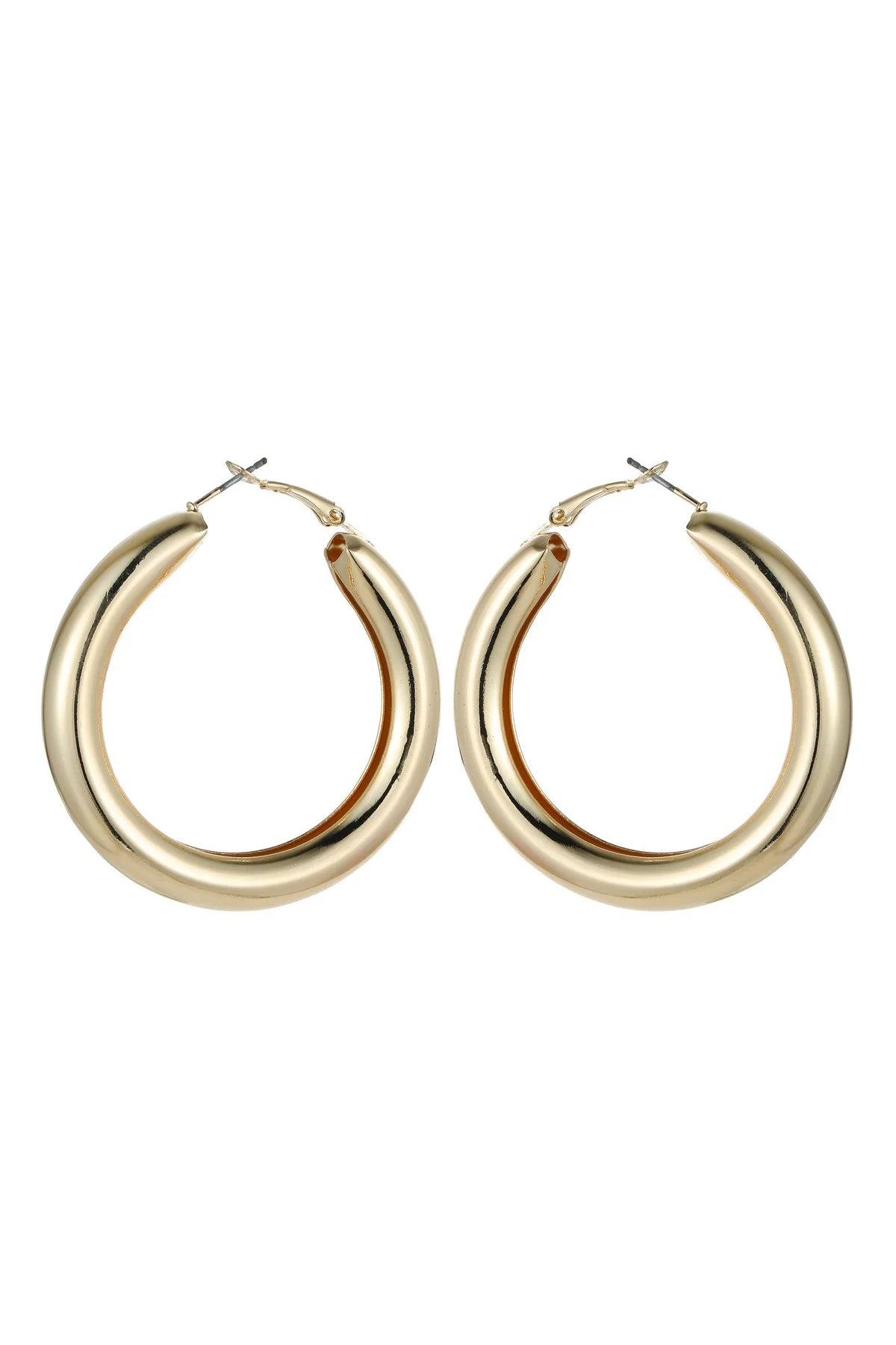 Gold Tone Chunky Hoop Earrings-0