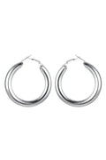 Silver Tone Chunky Hoop Earrings-0