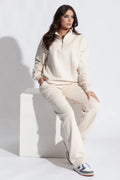 Beige 1/4 Zip Fleece Tracksuit-0