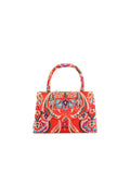 Red Floral Satin Small Top Handle Bag-0