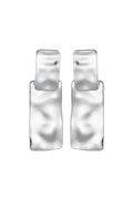Silver Tone Hammered Rectangular Earrings-0